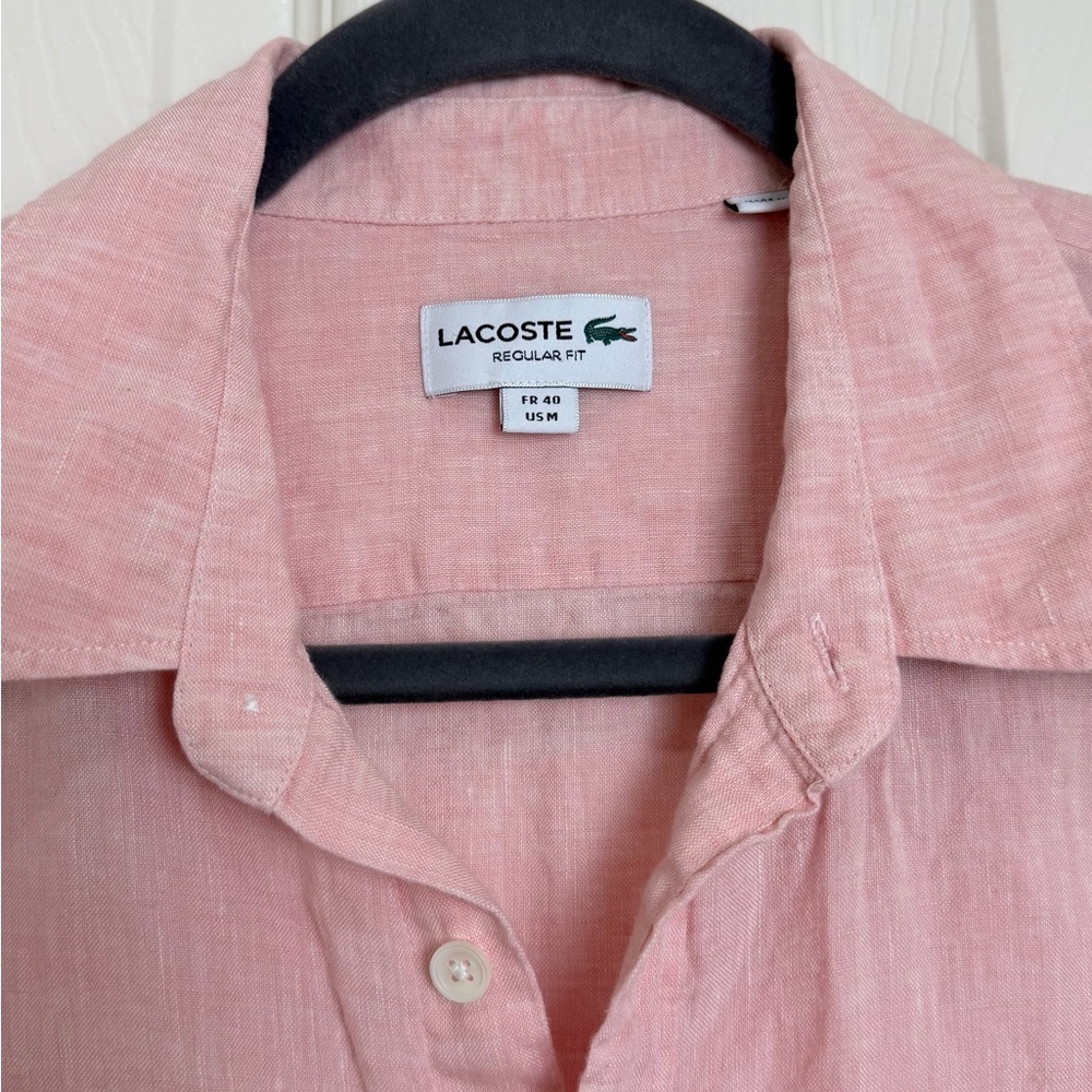 Lacoste Men's Light Pink Button Down Shirt linen size M - Picture 5 of 5